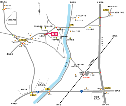 コスモタウン大和小泉・桐之内 現地周辺地図