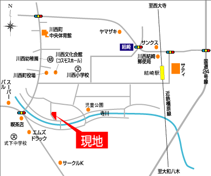 コスモタウン結崎 現地周辺地図